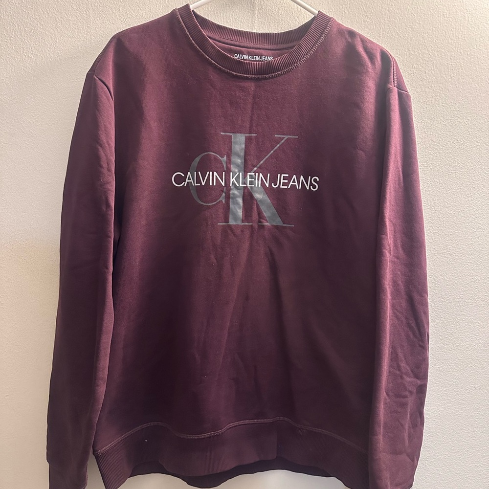 Calvin Klein Jeans Men's Maroon Crewneck Sweater